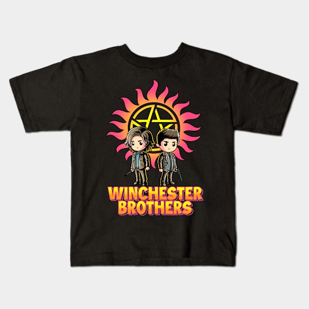 Winchester Brothers Kids T-Shirt by littlepdraws